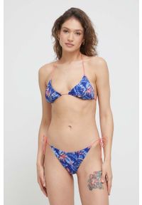 TOMMY HILFIGER - Tommy Hilfiger biustonosz kąpielowy kolor granatowy lekko usztywniona miseczka. Kolor: niebieski. Materiał: materiał #3