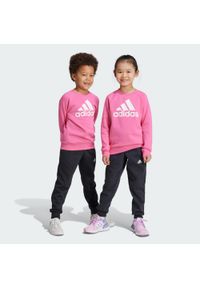 Adidas - Essentials Logo Fleece Jogger Set. Kolor: biały, wielokolorowy, różowy. Materiał: materiał. Styl: sportowy