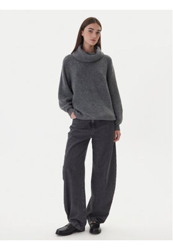 only - ONLY Golf Whitney 15353187 Szary Oversize. Typ kołnierza: golf. Kolor: szary. Materiał: syntetyk