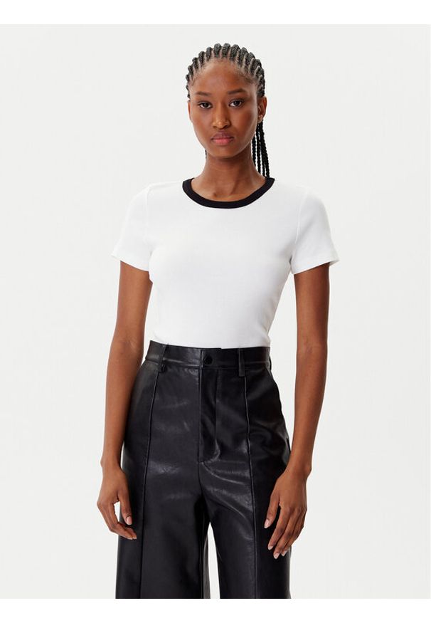 Morgan T-Shirt 252-DOPPY Biały Slim Fit. Kolor: biały. Materiał: bawełna