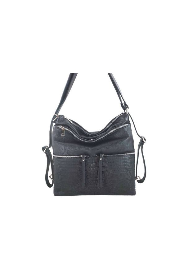Barberini's - Shopperka plecak 2w1 BARBERINI'S czarna 867-1. Kolor: czarny. Wzór: motyw zwierzęcy, aplikacja. Materiał: skórzane. Rodzaj torebki: na ramię