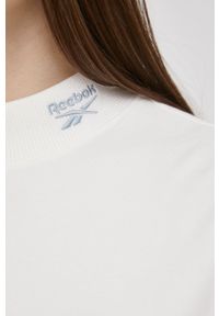 Reebok Classic T-shirt H46797 damski kolor kremowy z półgolfem. Kolor: beżowy. Materiał: dzianina. Długość: długie. Wzór: gładki #3
