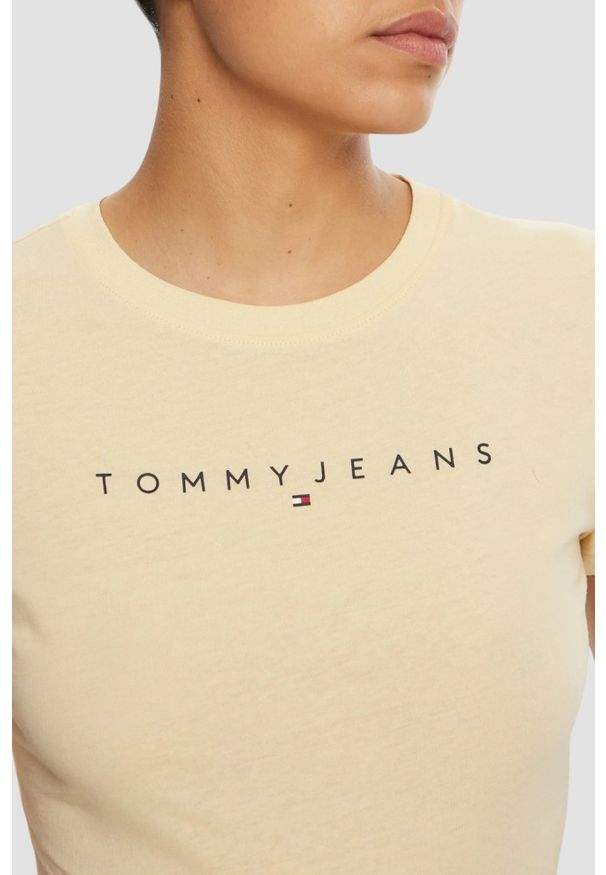 Tommy Jeans - TOMMY JEANS Żółty t-shirt damski, Rozmiar S. Kolor: żółty