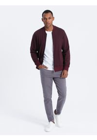 Ombre Clothing - Jeansowe spodnie męskie bez przetarć SLIM FIT - grafitowe V5 - Rozmiar: XL. Okazja: na co dzień. Kolor: szary. Materiał: jeans. Wzór: gładki. Styl: sportowy, casual, elegancki