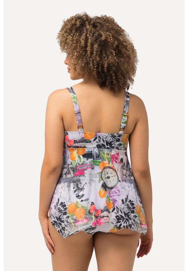 ULLA POPKEN - Damskie Tankini zegarki miękkie miseczki wydłużone boki ramiączka z regulacją. Kolekcja: plus size. Kolor: beżowy. Materiał: elastan, poliamid, materiał