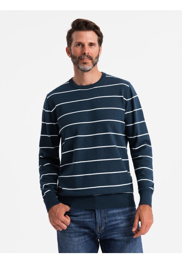 Ombre Clothing - Testowy zestaw. Okazja: na co dzień. Kolor: niebieski. Materiał: włókno, bawełna, nylon, materiał. Wzór: paski, aplikacja. Styl: casual