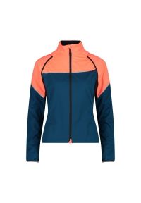 Bluza damska rowerowe CMP 31A2556. Okazja: na co dzień. Typ kołnierza: kaptur. Kolor: pomarańczowy, niebieski, wielokolorowy. Materiał: softshell. Styl: sportowy, casual. Sport: turystyka piesza