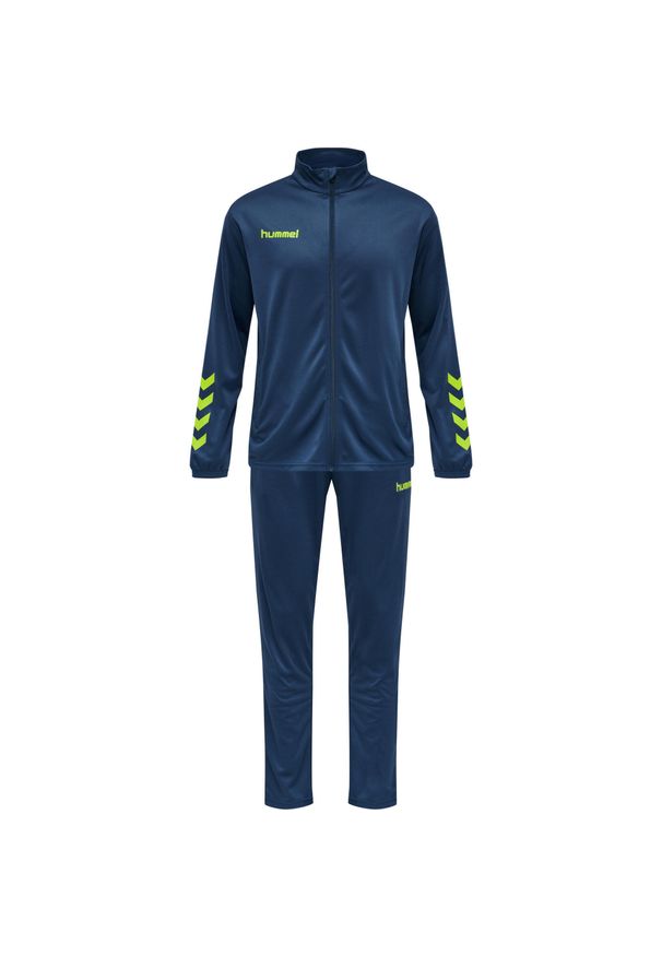 Dres Hummel Promo. Kolor: niebieski. Materiał: dresówka. Sport: piłka nożna