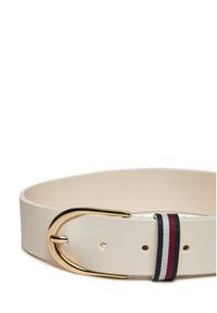 TOMMY HILFIGER - Tommy Hilfiger Pasek Damski AW0AW16596 Écru. Materiał: skóra