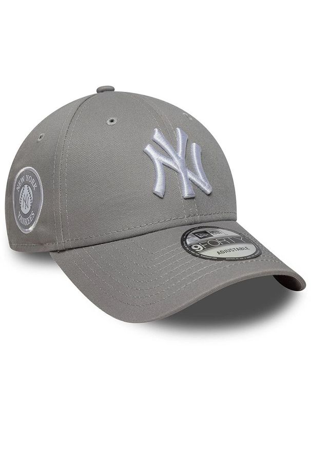 Czapka unisex New Era New York Yankees MLB Side Patch 9FORTY 60771852 - szara. Kolor: szary. Materiał: bawełna, materiał. Wzór: haft. Styl: elegancki, klasyczny