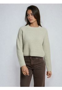Sinsay - Prążkowany sweter - zielony. Kolor: zielony. Materiał: prążkowany