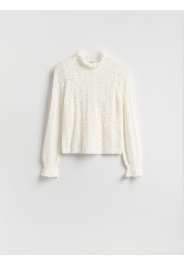 Reserved - Sweter z dodatkiem wełny - złamana biel. Materiał: wełna