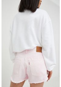 Levi's® - Levi's szorty jeansowe 501 ORIGINAL damskie kolor różowy gładkie high waist. Okazja: na spotkanie biznesowe. Stan: podwyższony. Kolor: różowy. Materiał: jeans. Wzór: gładki. Styl: biznesowy #3