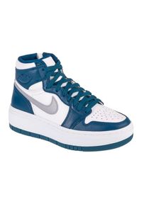 Nike Jordan Buty Nike Air Jordan 1 Elevate High DN3253-401 niebieskie. Okazja: na co dzień. Wysokość cholewki: za kostkę. Kolor: niebieski. Materiał: guma, syntetyk, skóra, materiał. Szerokość cholewki: normalna. Model: Nike Air Jordan