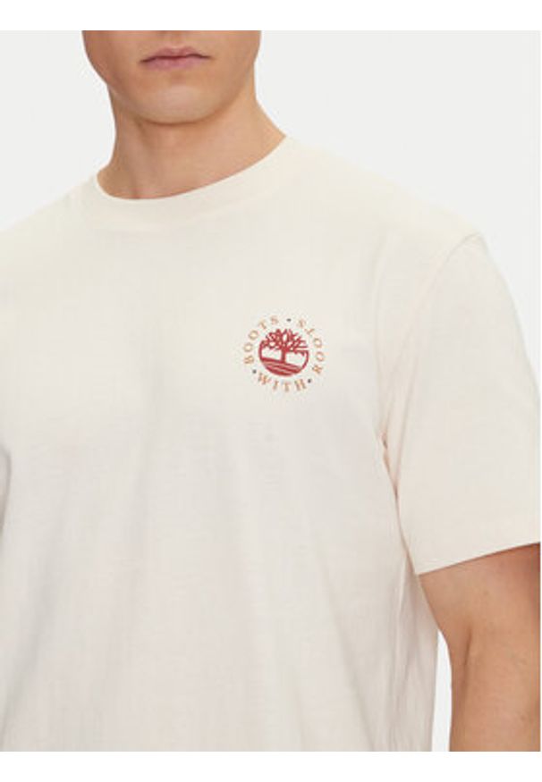 Timberland T-Shirt TB0A6DPD Beżowy Regular Fit. Kolor: beżowy. Materiał: bawełna