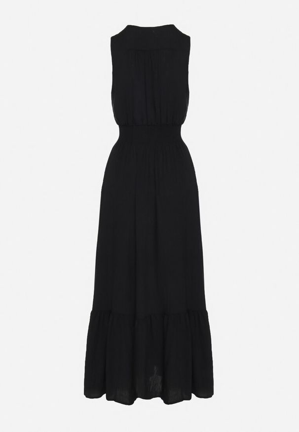 Born2be - Czarna Sukienka o Rozkloszowanym Kroju Bez Rękawów z Kopertowym Dekoltem Filoria. Typ kołnierza: dekolt kopertowy. Kolor: czarny. Długość rękawa: bez rękawów. Typ sukienki: kopertowe. Styl: elegancki