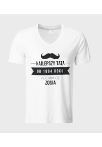 MegaKoszulki - Koszulka męska v-neck Najlepszy tata. Materiał: skóra, bawełna, materiał. Styl: klasyczny #1