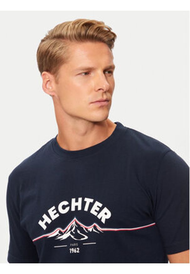 Hechter Paris T-Shirt 75014 142919 Granatowy Regular Fit. Kolor: niebieski. Materiał: bawełna
