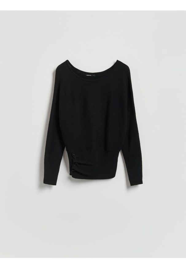 Reserved - Sweter z wiskozą - czarny. Kolor: czarny. Materiał: wiskoza