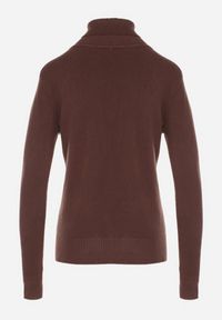 Born2be - Brązowy Sweter z Golfem z Domieszką Kaszmiru i Wiskozy Zaisma. Okazja: na co dzień. Typ kołnierza: golf. Kolor: brązowy. Materiał: wiskoza, kaszmir. Długość rękawa: długi rękaw. Długość: długie. Styl: casual, elegancki #2