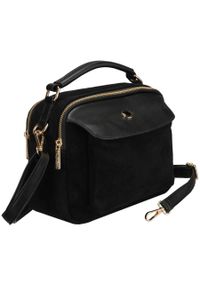 Czarna torebka damska mała listonoszka na suwak miejska saszetka crossbody Peterson PTN MX02-P. Kolor: czarny. Materiał: skórzane. Rodzaj torebki: do ręki #1