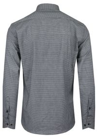Taliowana Koszula Męska - Victorio - Czarno-Biała, Mikrowzór. Kolor: czarny, biały, wielokolorowy. Materiał: elastan, bawełna. Styl: elegancki #4