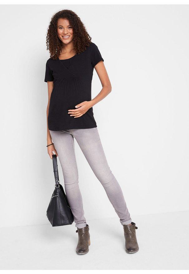 bonprix - T-shirt ciążowy i do karmienia, 2 w 1 (2 szt.). Kolekcja: moda ciążowa. Kolor: czarny. Materiał: jersey