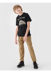 4f - 4F T-shirt z nadrukiem chłopięcy - czarny 164 (13-14 lat). Okazja: na co dzień. Kolor: czarny. Materiał: bawełna, jersey, dzianina. Długość rękawa: krótki rękaw. Długość: krótkie. Wzór: nadruk. Sezon: lato. Styl: sportowy, klasyczny, casual