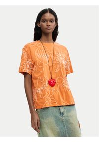 Desigual T-Shirt Genova 26SWTK48 Pomarańczowy Regular Fit. Kolor: pomarańczowy. Materiał: bawełna #1