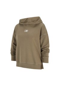 Bluza New Balance WT33512CGN - zielona. Okazja: na co dzień. Typ kołnierza: kaptur. Kolor: zielony. Materiał: bawełna, poliester, materiał, prążkowany. Styl: klasyczny, casual