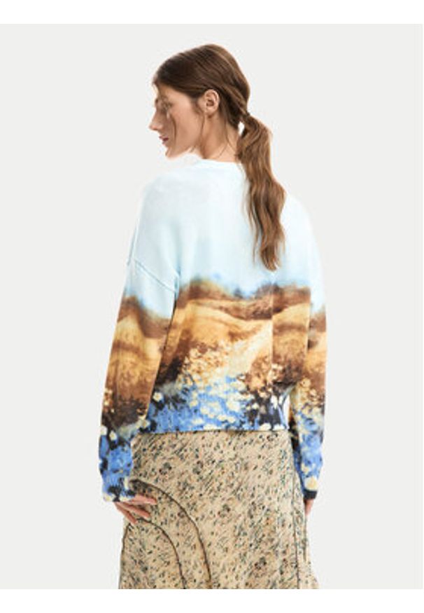 Desigual Kardigan Sun 26SWJF18 Niebieski jasny Regular Fit. Kolor: niebieski. Materiał: bawełna