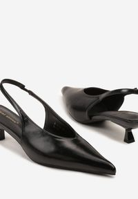 Renee - Czarne Czółenka Slingback na Obcasie Typu Kaczuszka Latorra. Okazja: na co dzień. Zapięcie: sprzączka. Kolor: czarny. Wzór: ażurowy. Obcas: na obcasie. Styl: casual, elegancki. Wysokość obcasa: średni #3