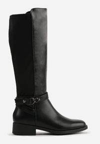 Born2be - Czarne Kozaki Oficerki z Klamrami Tiovelda. Okazja: na co dzień. Zapięcie: klamry. Kolor: czarny. Materiał: skóra. Styl: casual, elegancki #7