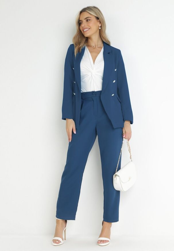 Born2be - Granatowe Spodnie Regular Foha. Kolor: niebieski. Styl: klasyczny, elegancki