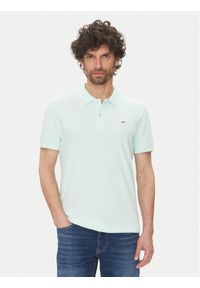 Tommy Jeans Polo DM0DM20226 Zielony Slim Fit. Typ kołnierza: polo. Kolor: zielony. Materiał: bawełna
