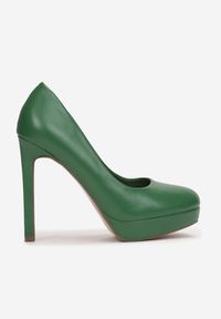 Renee - Zielone Szpilki z Platformą Golfe. Nosek buta: okrągły. Kolor: zielony. Obcas: na platformie. Wysokość obcasa: średni #2