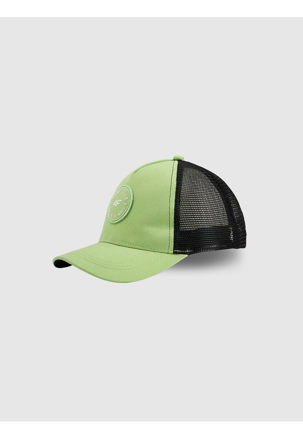 4f - 4F Czapka trucker z daszkiem dziecięca - zielona MT. Kolor: zielony. Materiał: materiał, bawełna. Sezon: lato
