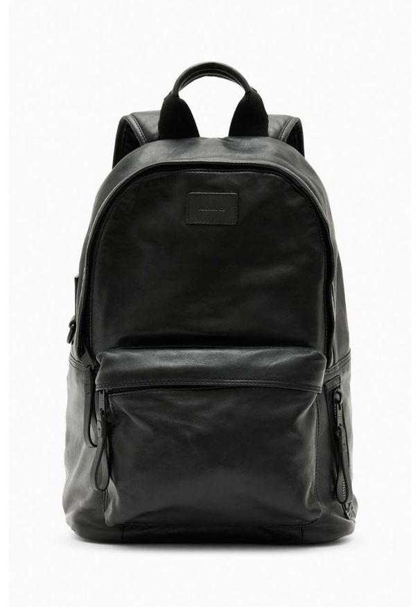 AllSaints plecak skórzany CARABINER BACKPACK męski kolor czarny duży gładki MB519X. Kolor: czarny. Materiał: skóra. Wzór: gładki