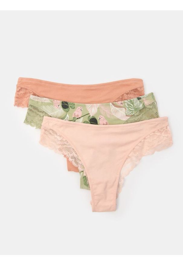 Sinsay - Bawełniane majtki brazyliany 3 pack - wielobarwny. Materiał: bawełna
