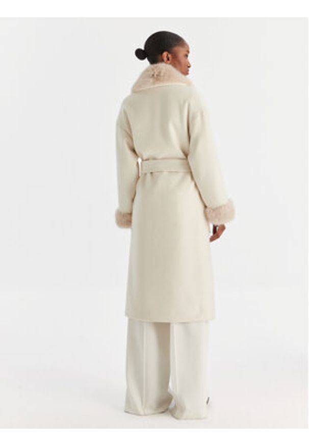 YES LONDON Płaszcz wełniany CD1211ECO Écru Regular Fit. Materiał: syntetyk