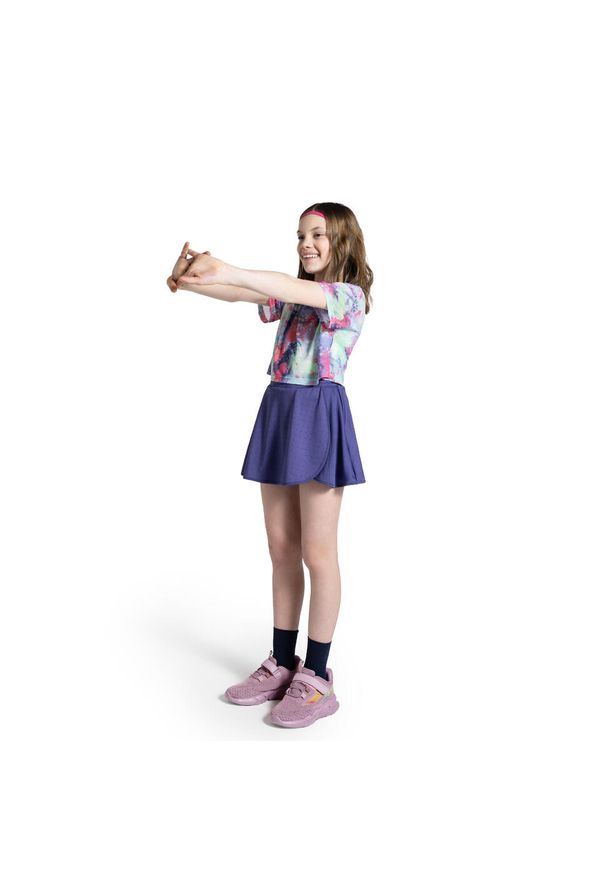 Legginsy sportowe dla dzieci Lemon Explore WL5 krótkie z spódnicą. Okazja: na co dzień. Kolor: niebieski. Materiał: poliester, elastan. Długość: krótkie. Styl: sportowy