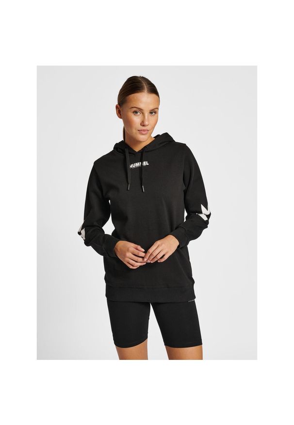 Damska bluza z kapturem Hummel Legacy. Typ kołnierza: kaptur. Kolor: czarny. Materiał: bawełna. Sport: fitness