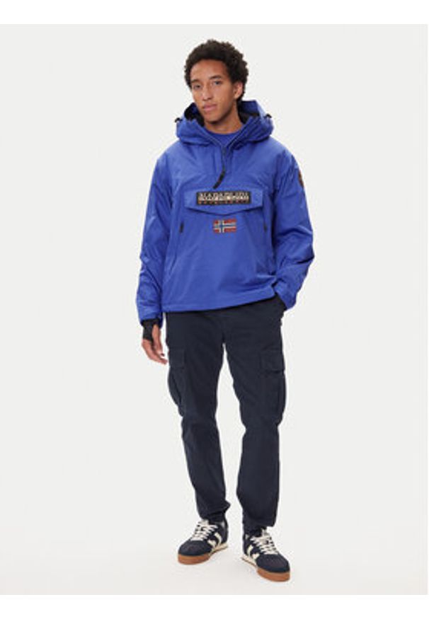 Napapijri Kurtka anorak Rainforest Next NP0A4IB9 Niebieski Regular Fit. Kolor: niebieski. Materiał: syntetyk
