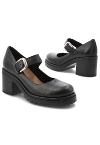 Armodo - Półbuty damskie Armdo, na klocku skórzane eleganckie zapinane sprzączką z okrągłym noskiem, czarne, 20166. Okazja: do pracy. Nosek buta: okrągły. Zapięcie: sprzączka. Kolor: czarny. Materiał: skóra. Obcas: na słupku. Styl: elegancki #3