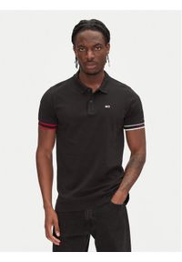 Tommy Jeans Polo Flag Cuff DM0DM21306 Czarny Slim Fit. Typ kołnierza: polo. Kolor: czarny. Materiał: bawełna #1