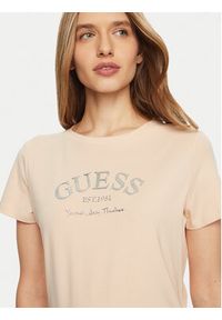 Guess T-Shirt V5RI16 J1314 Beżowy Regular Fit. Kolor: beżowy. Materiał: bawełna