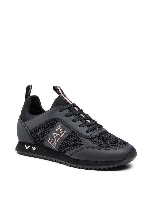 Sneakersy EA7 Emporio Armani - X8X027 XK050 M701 Triple Black/Gold. Kolor: czarny. Materiał: materiał, skóra