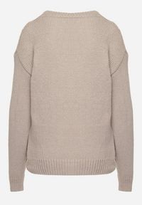 Born2be - Szary Sweter z Wełną Ściągaczem i Tłoczeniem Riavonnae. Okazja: na co dzień. Kolor: szary. Materiał: wełna. Styl: wizytowy, klasyczny, casual, elegancki #4