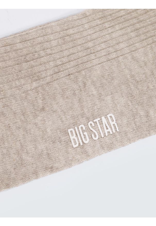 Big-Star - Skarpety damskie długie beżowe Makara 801. Kolor: beżowy. Wzór: prążki