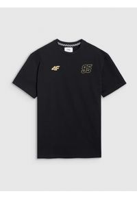 4f - 4F T-shirt regular męski 4F x Bartosz Zmarzlik - czarny L. Okazja: na co dzień. Kolor: czarny. Materiał: bawełna, jersey, dzianina. Długość rękawa: krótki rękaw. Długość: krótkie. Wzór: gładki, haft, ze splotem. Sezon: lato. Styl: sportowy, klasyczny, casual